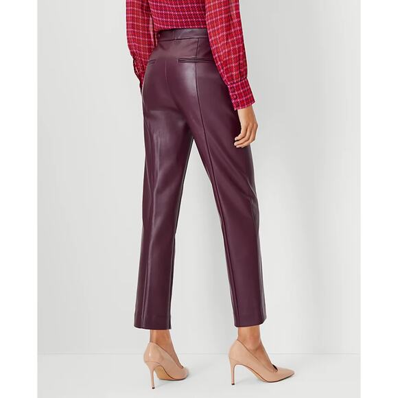 ANN TAYLOR The High Rise Eva Ankle Pant in Faux Leather Patent Purple {VV25} - Picture 4 of 10